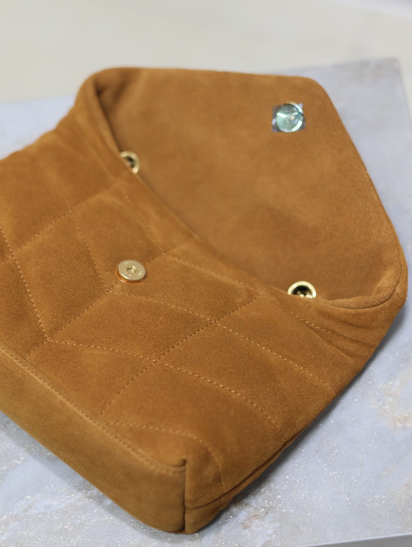 Luxury Saint Laurent Toy Puffer Mini 23cm Dark Brown Suede
