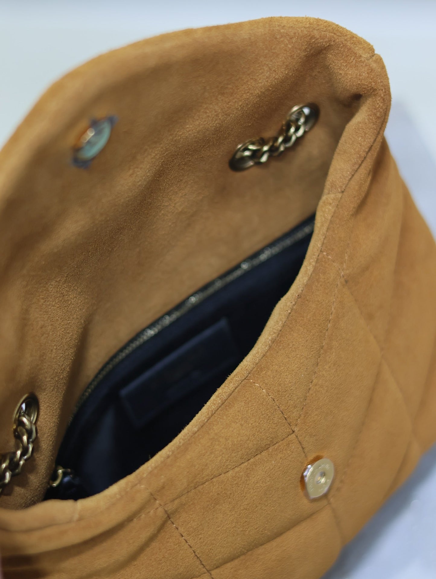 Luxury Saint Laurent Toy Puffer Mini 23cm Dark Brown Suede