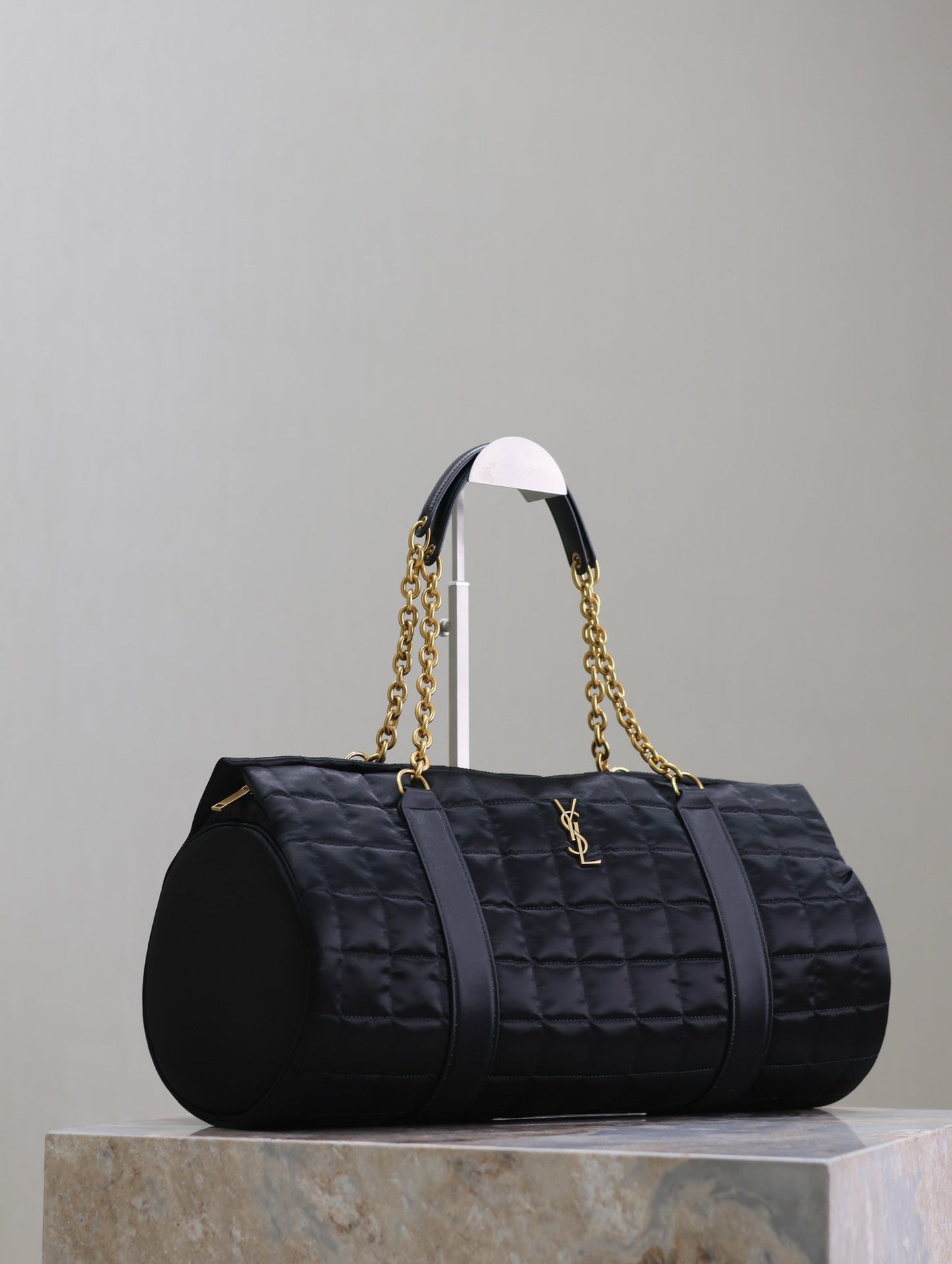 Luxury Saint Laurent TRAVEL BAG 42 IN BLACK NYLON AND LEATHER TRIM GOLD HARDWARE