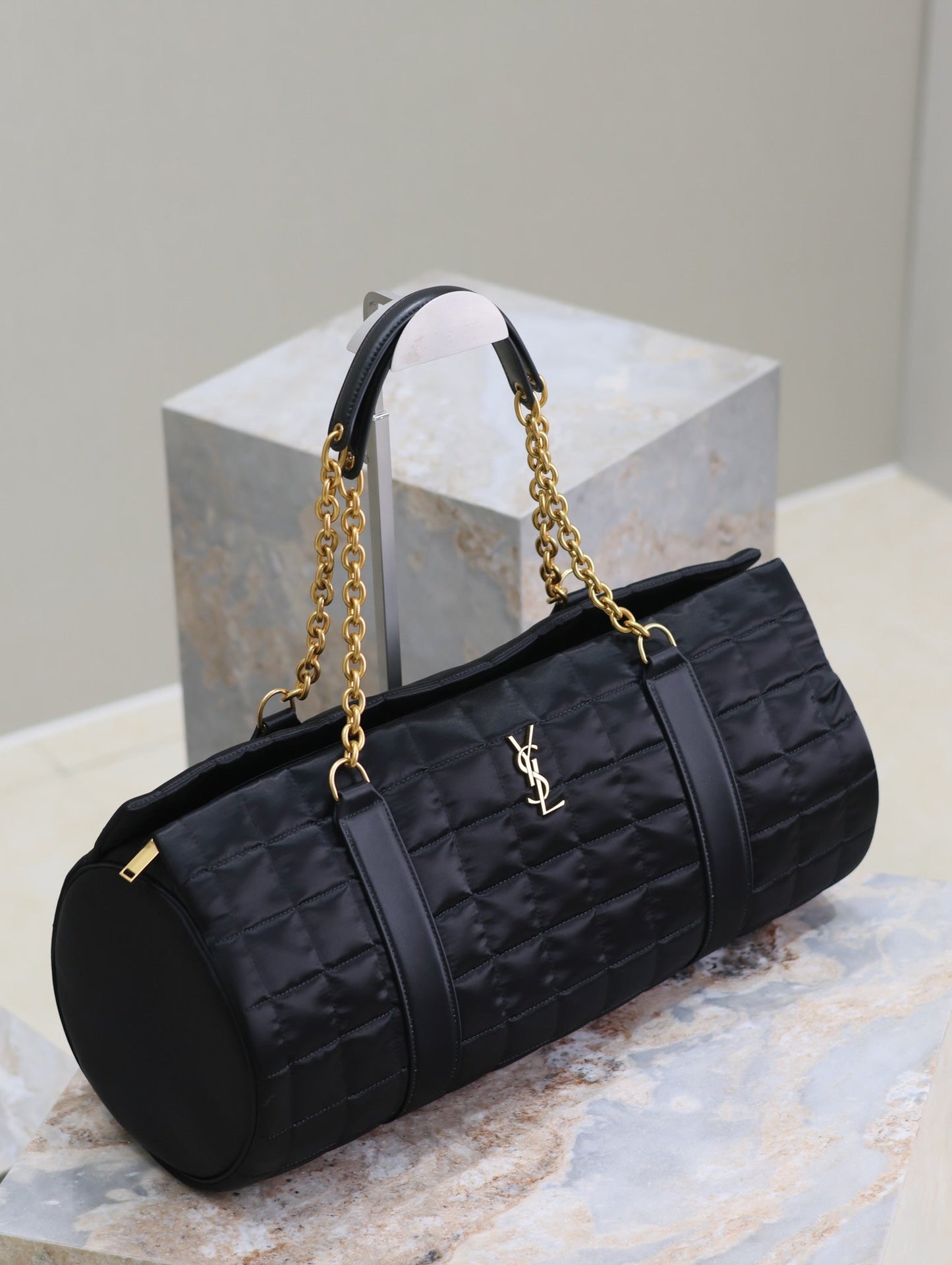 Luxury Saint Laurent TRAVEL BAG 42 IN BLACK NYLON AND LEATHER TRIM GOLD HARDWARE
