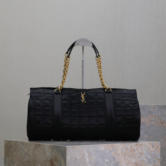 Luxury Saint Laurent TRAVEL BAG 42 IN BLACK NYLON AND LEATHER TRIM GOLD HARDWARE