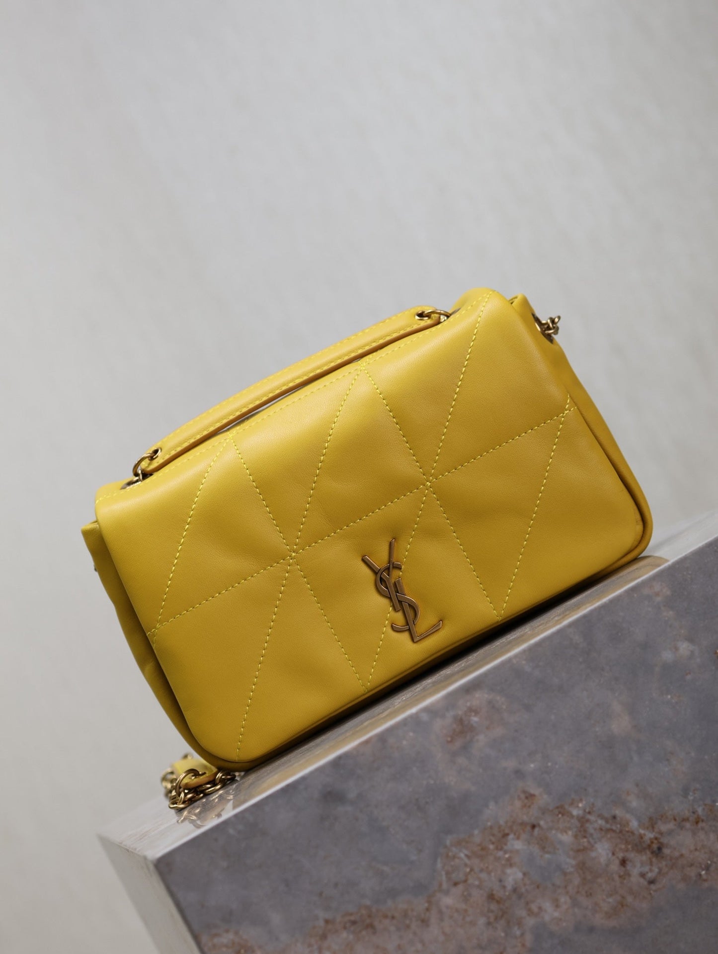 Luxury Saint Laurent JAMIE 4.3 MINI BAG 20 IN MUSTARD YELLOW LAMBSKIN COPPER HARDWARE