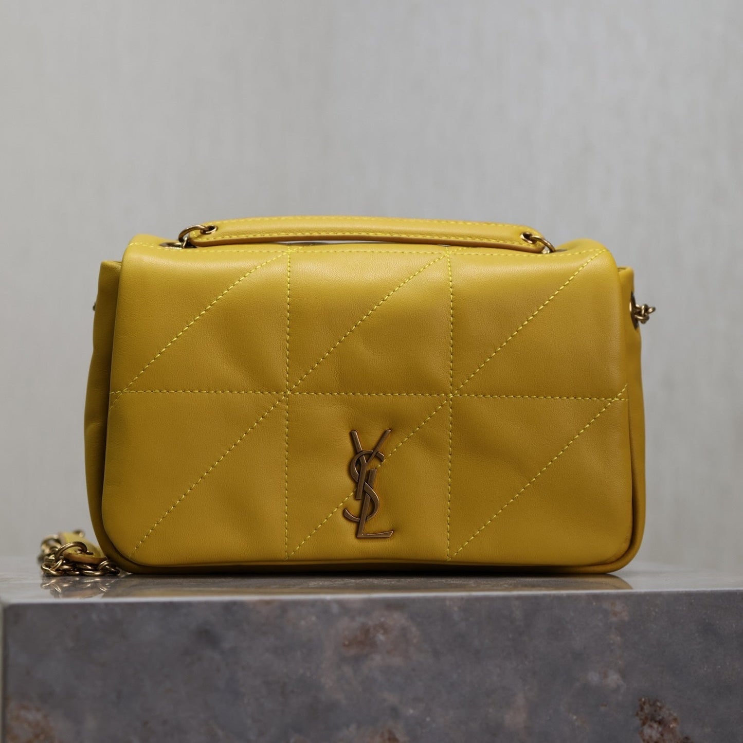 Luxury Saint Laurent JAMIE 4.3 MINI BAG 20 IN MUSTARD YELLOW LAMBSKIN COPPER HARDWARE