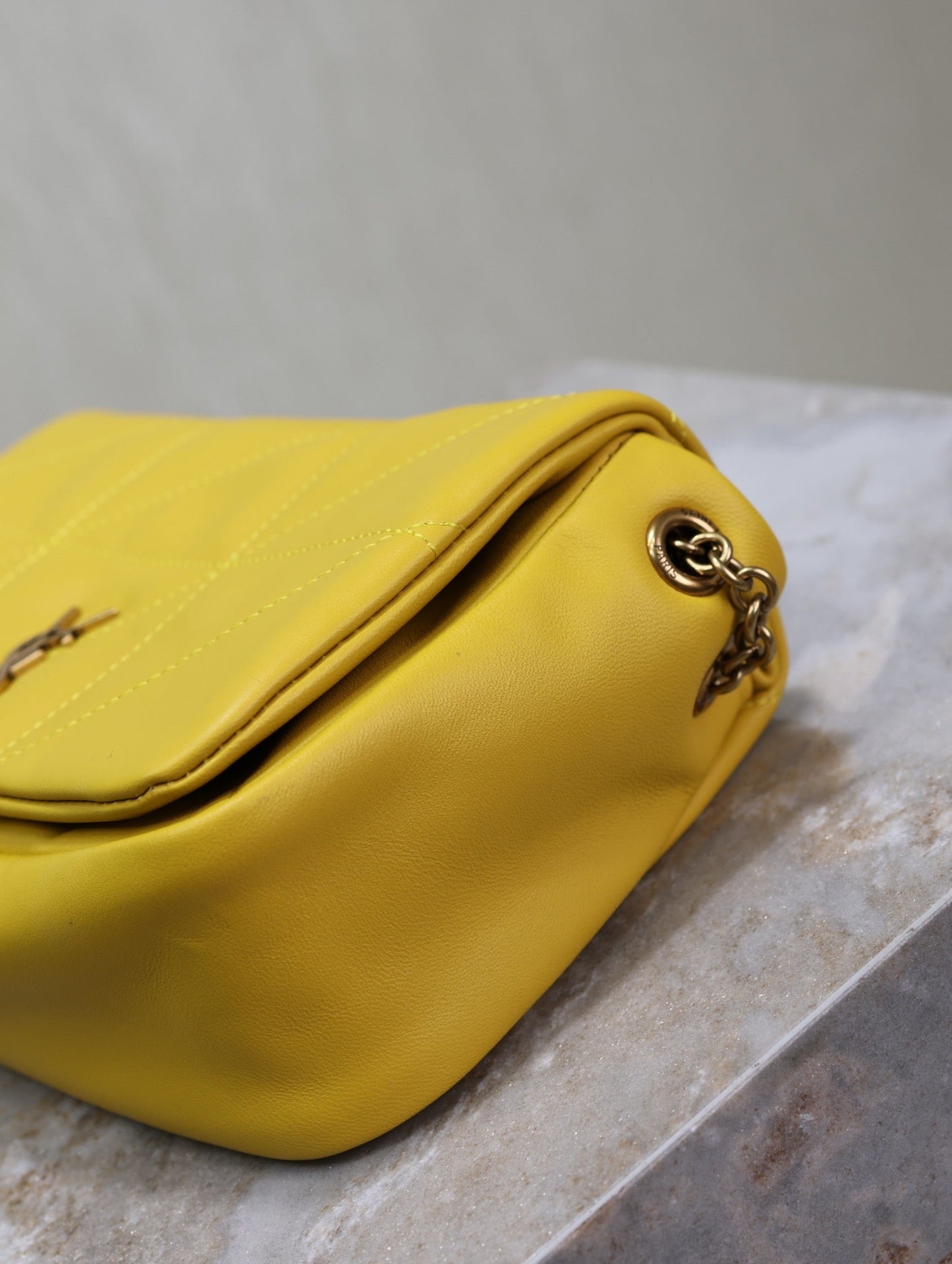 Luxury Saint Laurent JAMIE 4.3 MINI BAG 20 IN MUSTARD YELLOW LAMBSKIN COPPER HARDWARE