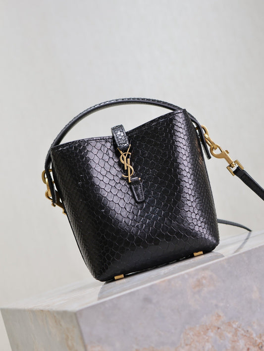 Luxury Saint Laurent LE 37 MINI BAG 15 IN BLACK SNAKE PATTERN CALFSKIN
