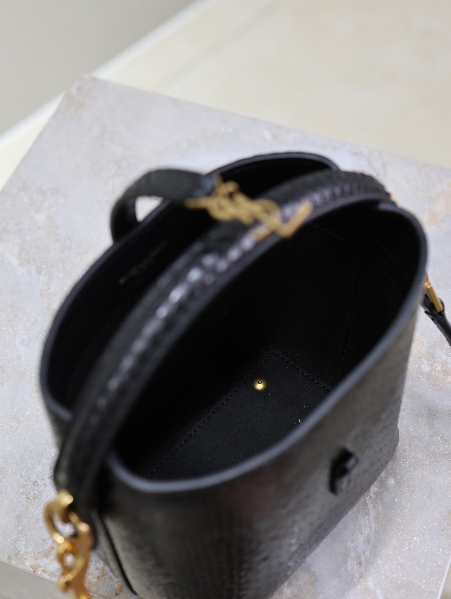 Luxury Saint Laurent LE 37 MINI BAG 15 IN BLACK SNAKE PATTERN CALFSKIN