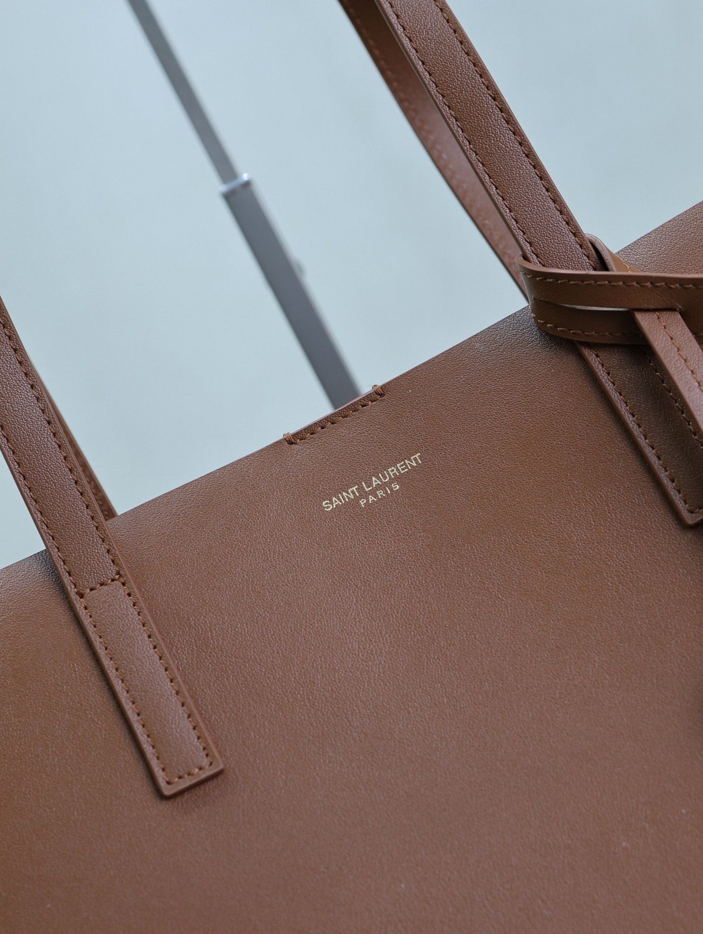 Luxury Saint Laurent SHOPPING TOTE BAG 38 IN RED BROWN CALFSKIN