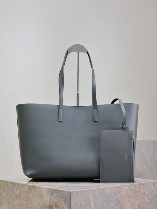 Luxury Saint Laurent SHOPPING TOTE BAG 38 IN GRAY CALFSKIN
