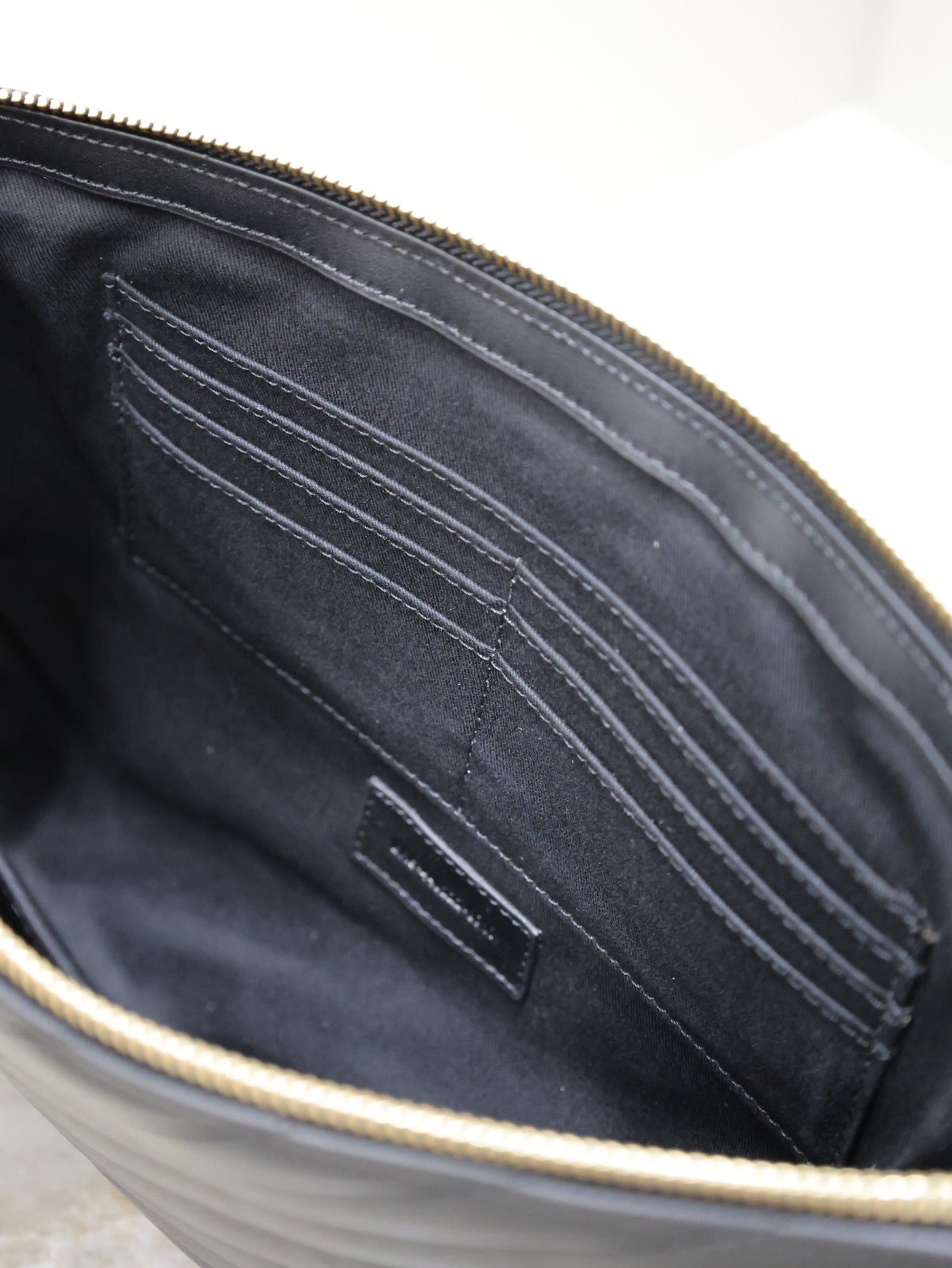 Luxury Saint Laurent CLUTCH 36 IN BLACK QUILTED CALFSKIN GOLD BUCKLE