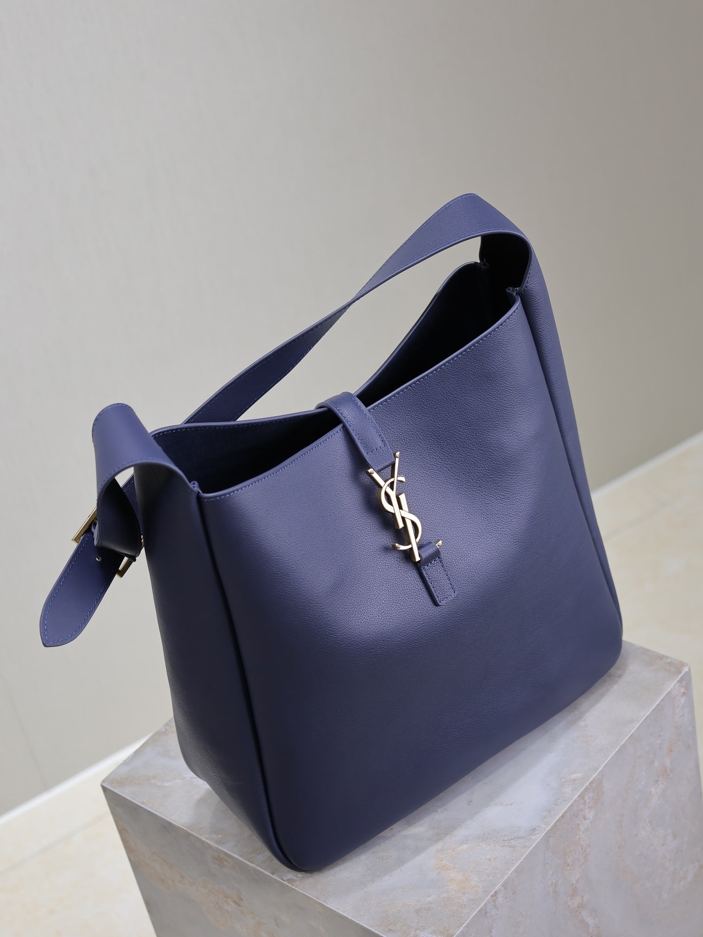 Luxury Saint Laurent LE 5 À 7 LARGE BAG 31 IN BERRY BLUE LAMBSKIN