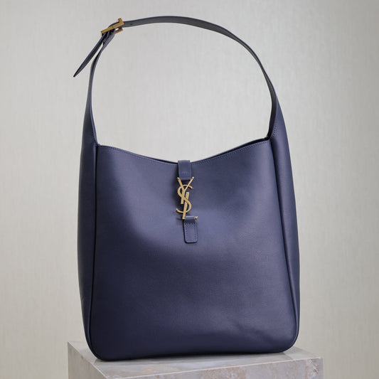 Luxury Saint Laurent LE 5 À 7 LARGE BAG 31 IN BERRY BLUE LAMBSKIN