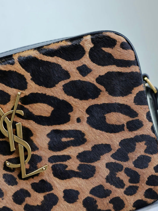 Luxury Saint Laurent LOU CAMERA BAG 23 IN LEOPARD PRINT CALFSKIN