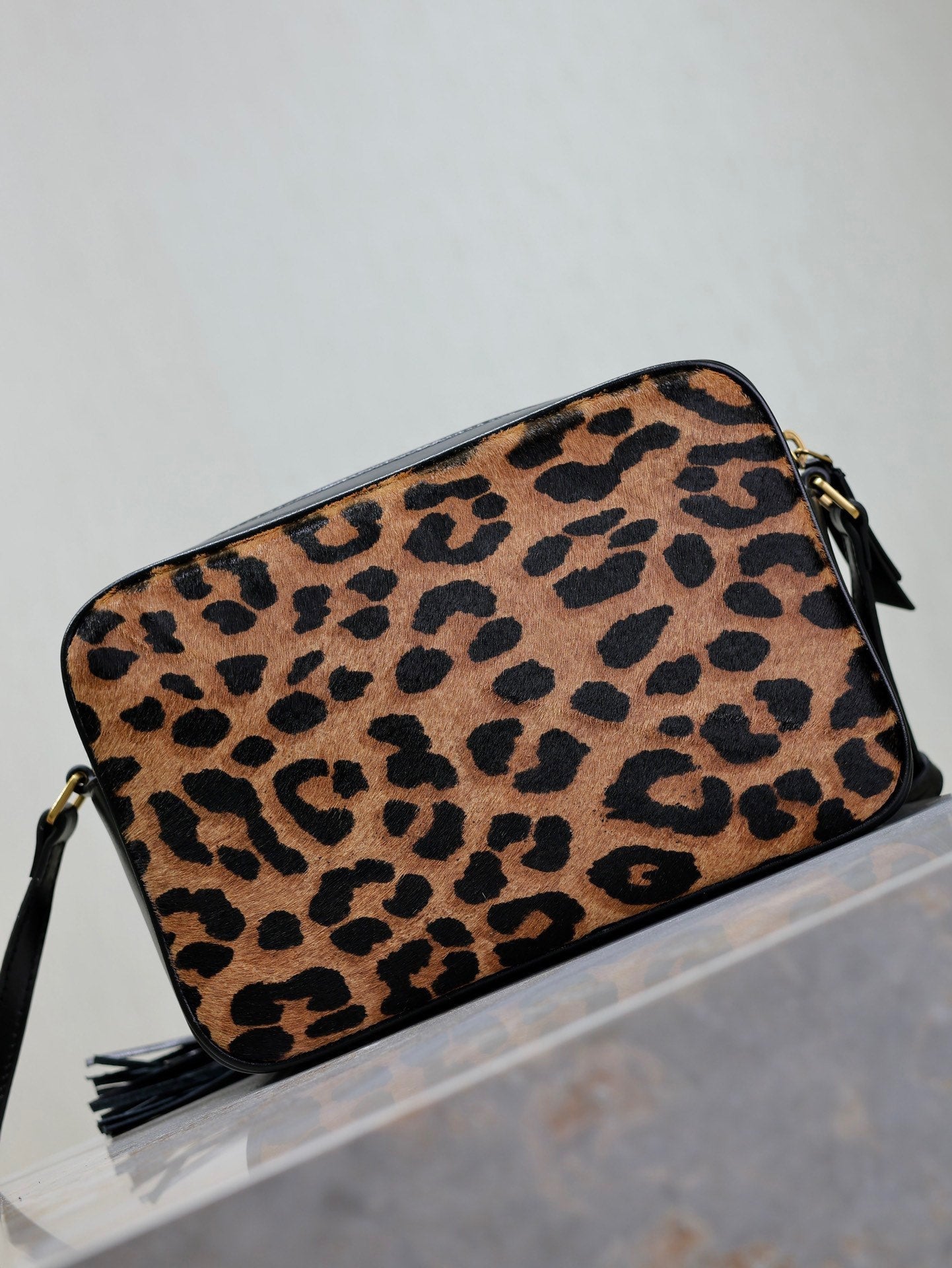 Luxury Saint Laurent LOU CAMERA BAG 23 IN LEOPARD PRINT CALFSKIN
