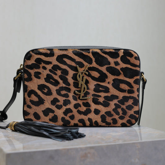 Luxury Saint Laurent LOU CAMERA BAG 23 IN LEOPARD PRINT CALFSKIN
