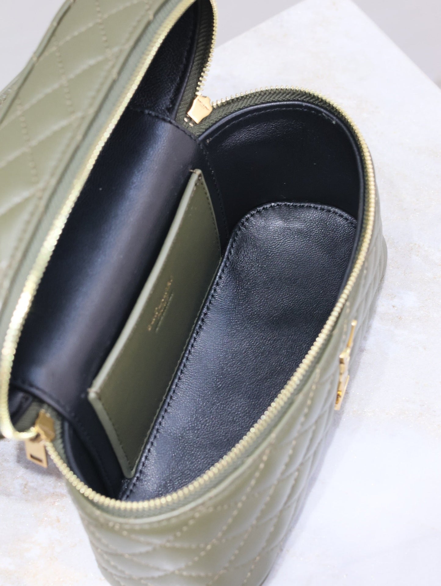 Luxury Saint Laurent GABY MINI VANITY BAG 18 IN ARMY GREEN LAMBSKIN
