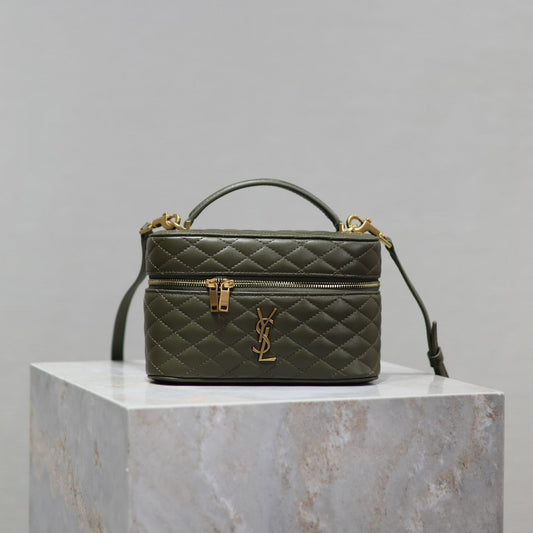 Luxury Saint Laurent GABY MINI VANITY BAG 18 IN ARMY GREEN LAMBSKIN