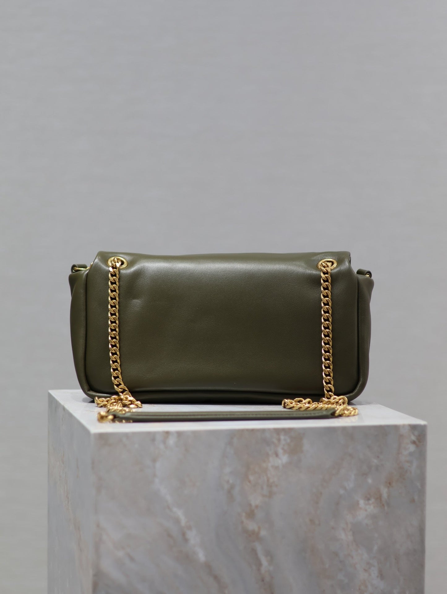 Luxury Saint Laurent CALYPSO CHAIN BAG 26 IN ARMY GREEN SMOOTH LAMBSKIN