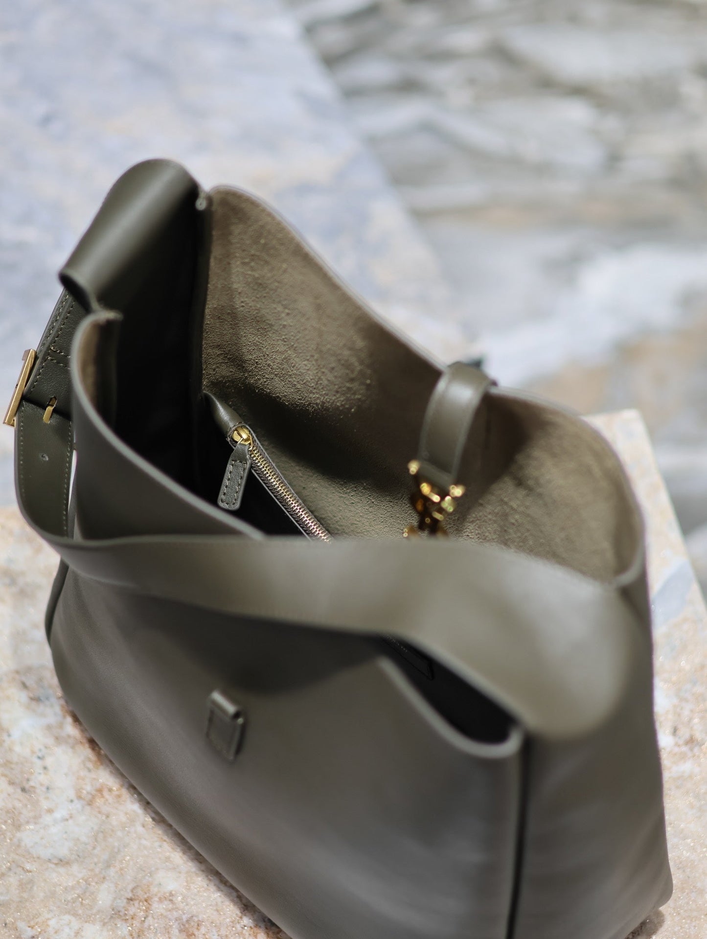 Luxury Saint Laurent LE 5 À 7 LARGE BAG 31 IN KHAKI GREEN LAMBSKIN