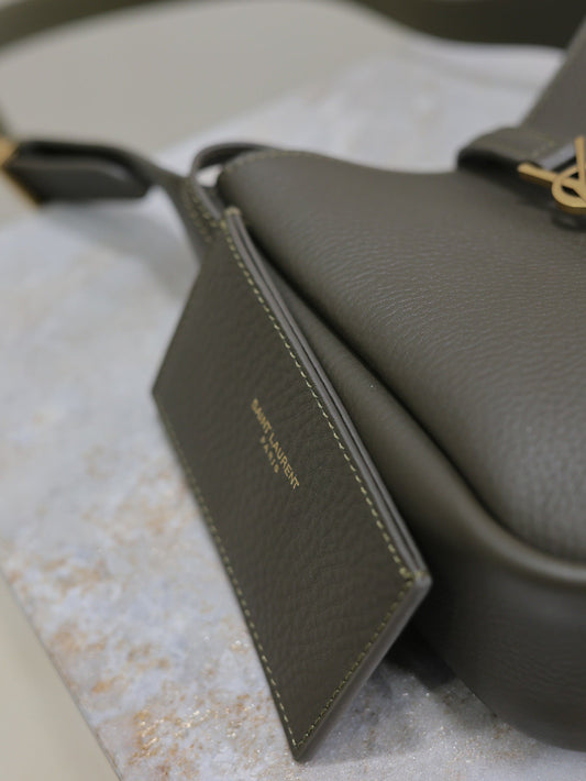 Luxury Saint Laurent LE 5 À 7 MINI BAG 16 IN KHAKI GREEN LAMBSKIN