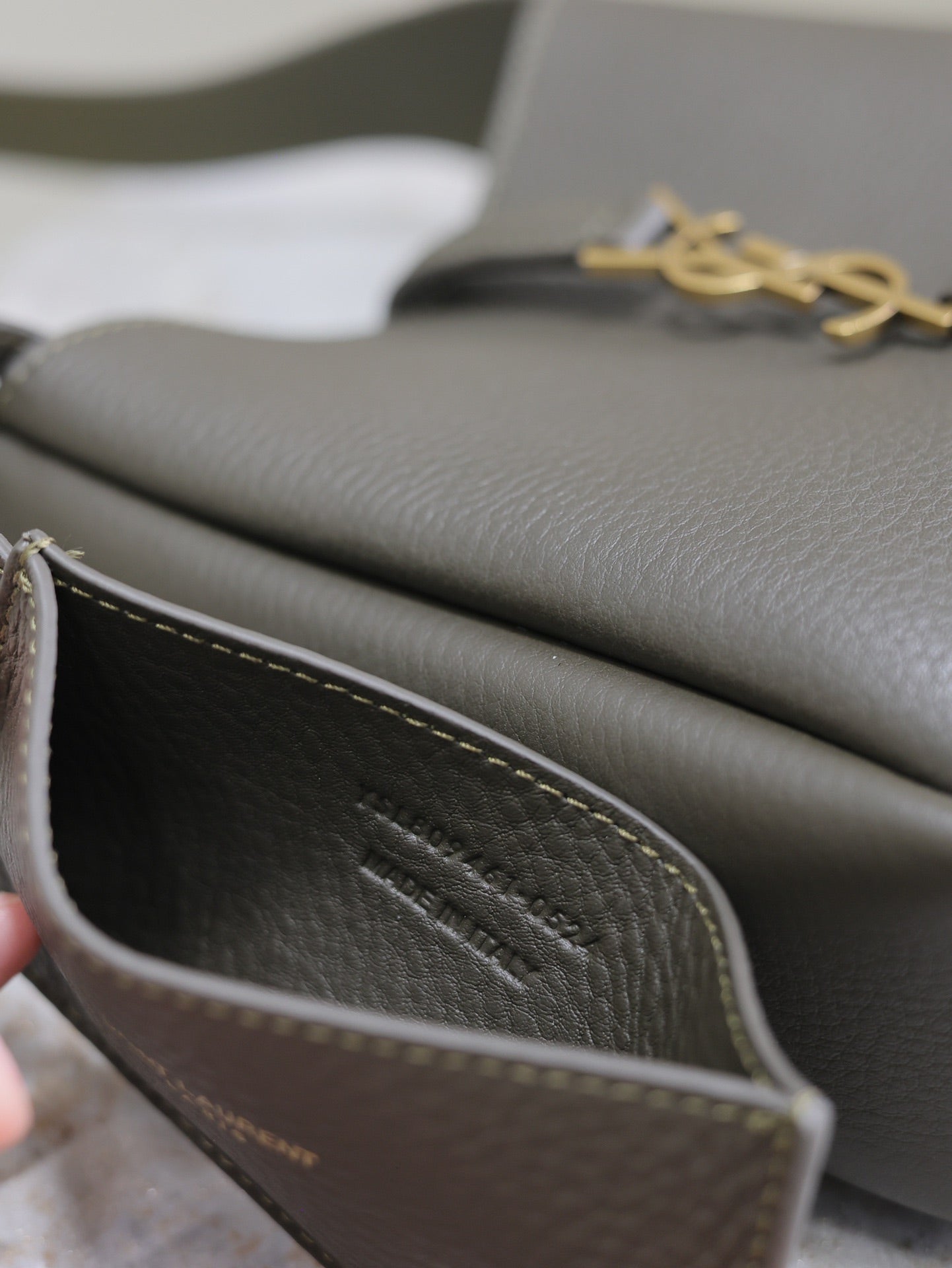 Luxury Saint Laurent LE 5 À 7 MINI BAG 16 IN KHAKI GREEN LAMBSKIN