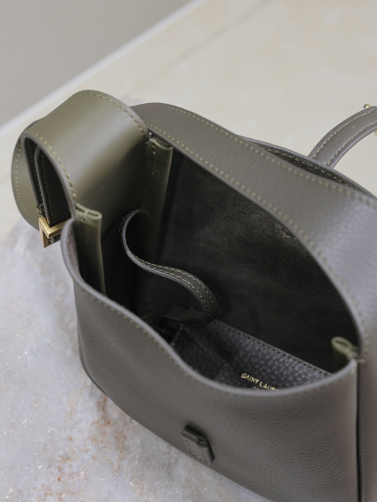 Luxury Saint Laurent LE 5 À 7 MINI BAG 16 IN KHAKI GREEN LAMBSKIN