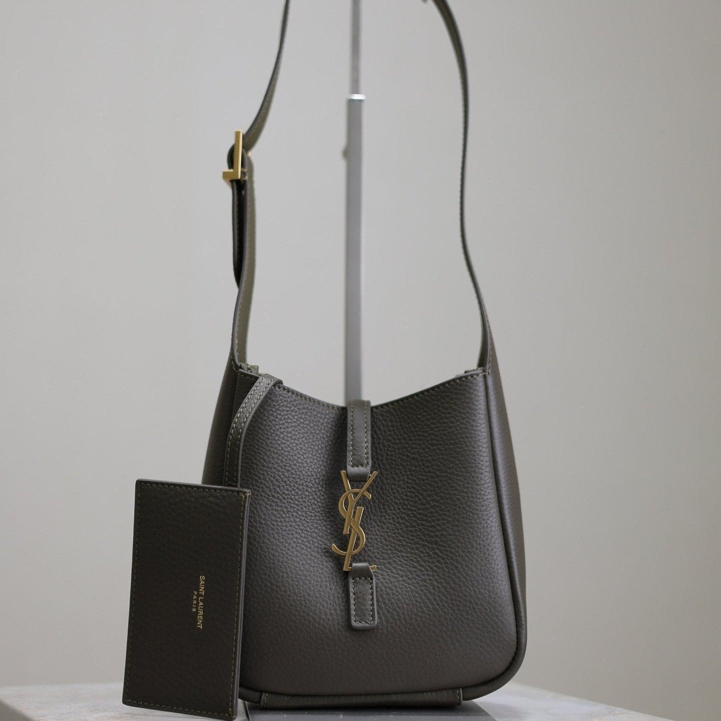 Luxury Saint Laurent LE 5 À 7 MINI BAG 16 IN KHAKI GREEN LAMBSKIN