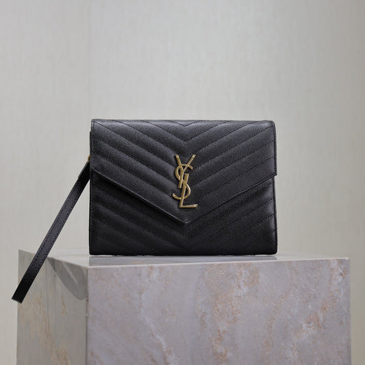 Luxury Saint Laurent CASSANDRE CLUTCH 21 IN BLACK LAMBSKIN GOLD HARDWARE