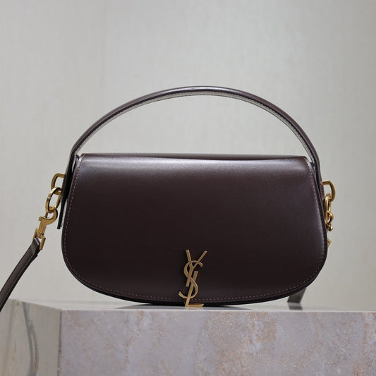 Luxury Saint Laurent VOLTAIRE 24 IN BRUNETTE BROWN CALFSKIN