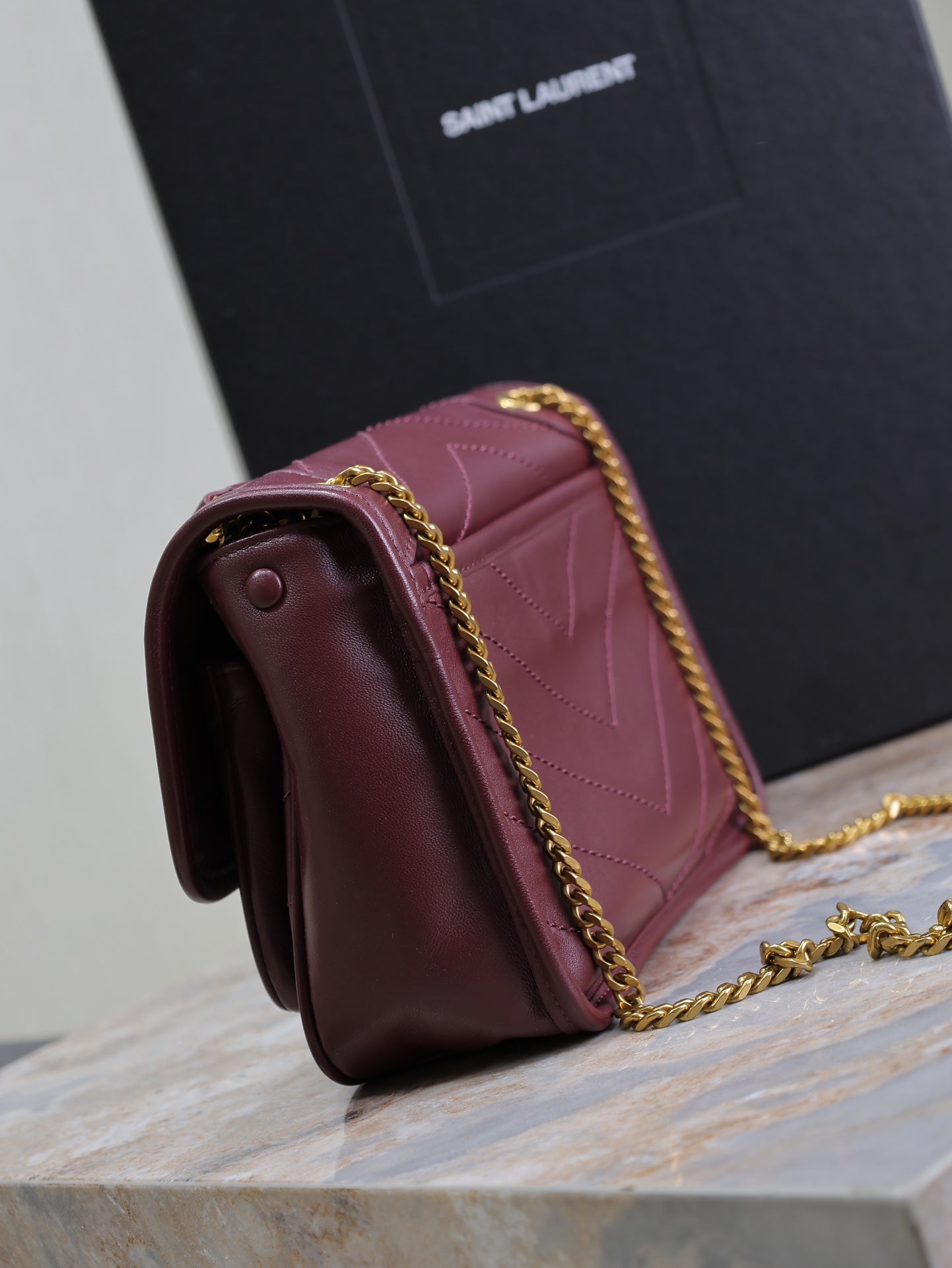 Luxury Saint Laurent NIKI BABY 22 IN WINE RED LAMBSKIN GOLD CHAIN