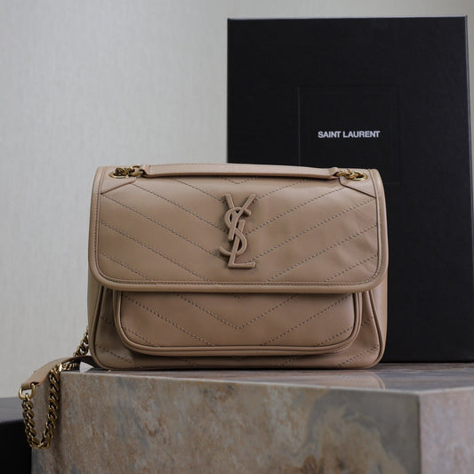 Luxury Saint Laurent NIKI MEDIUM 28 IN LIGHT BROWN LAMBSKIN GOLD CHAIN