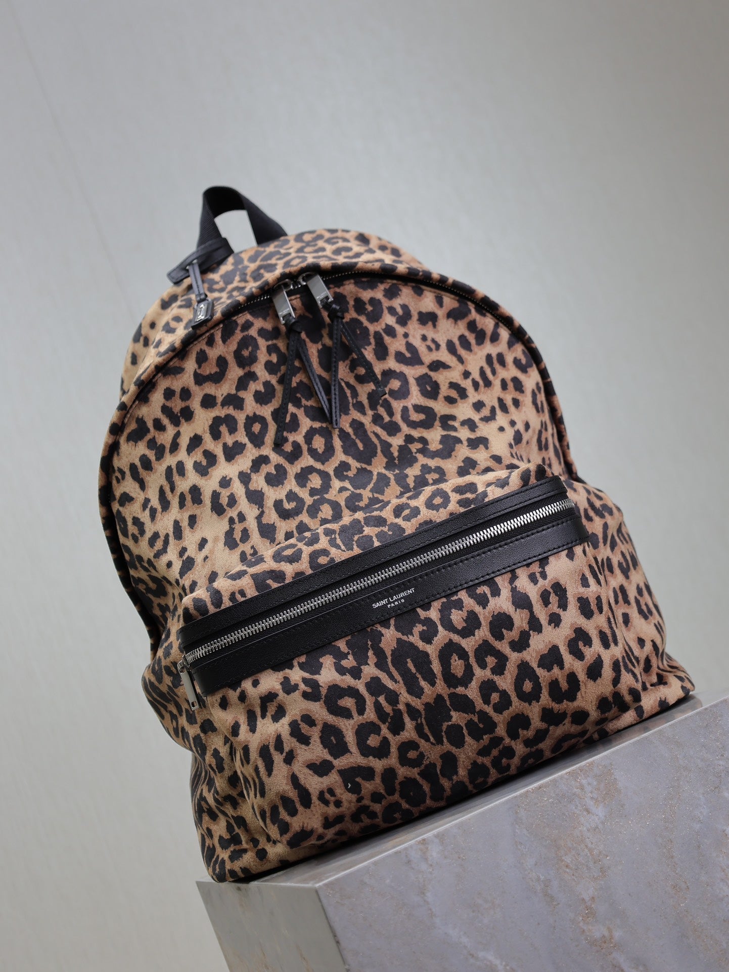 Luxury Saint Laurent CITY BACKPACK 38 IN LEOPARD PRINT VELVET