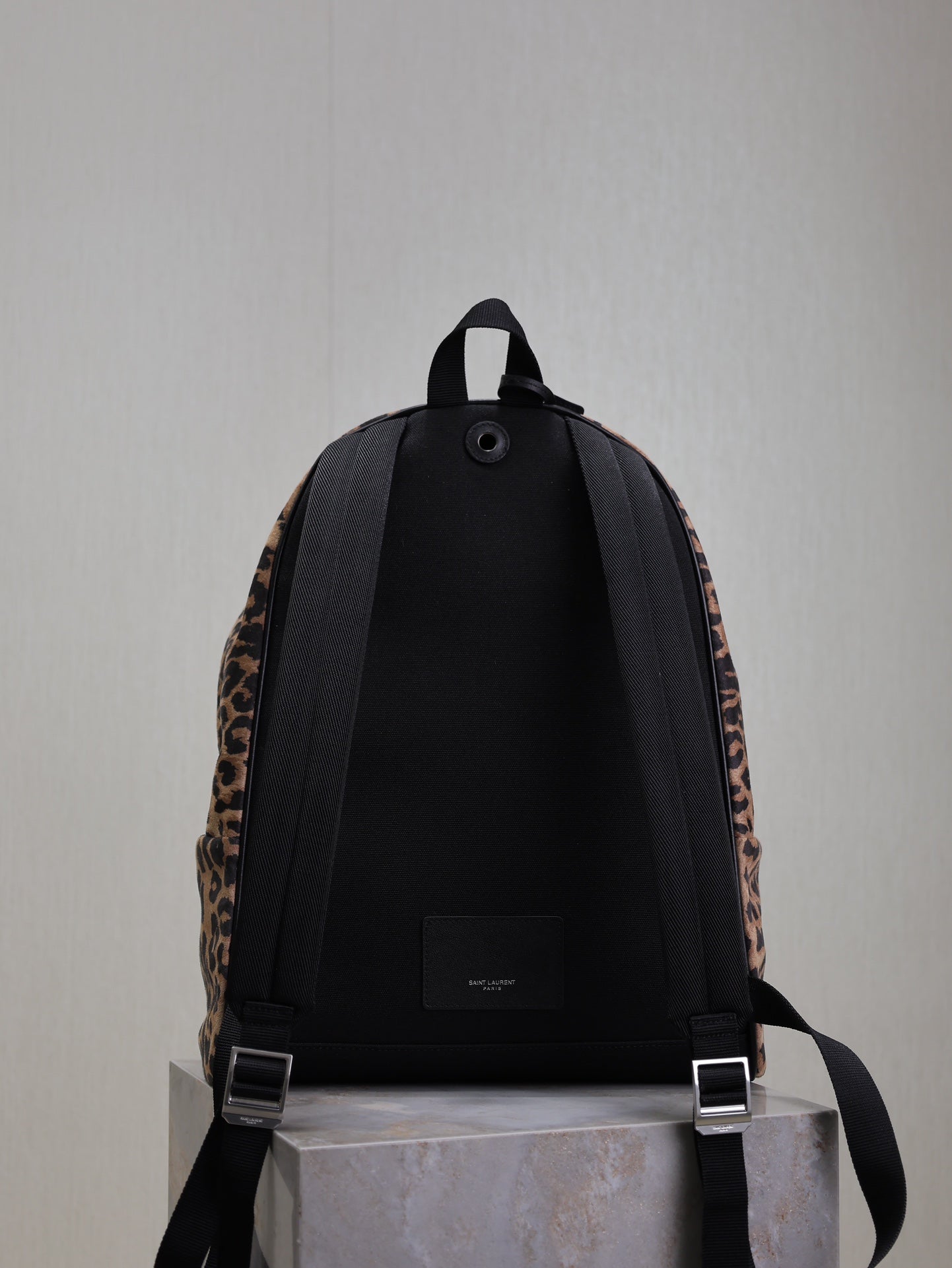 Luxury Saint Laurent CITY BACKPACK 38 IN LEOPARD PRINT VELVET