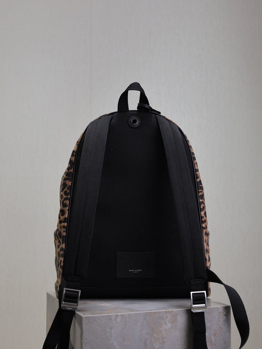 Luxury Saint Laurent CITY BACKPACK 38 IN LEOPARD PRINT VELVET