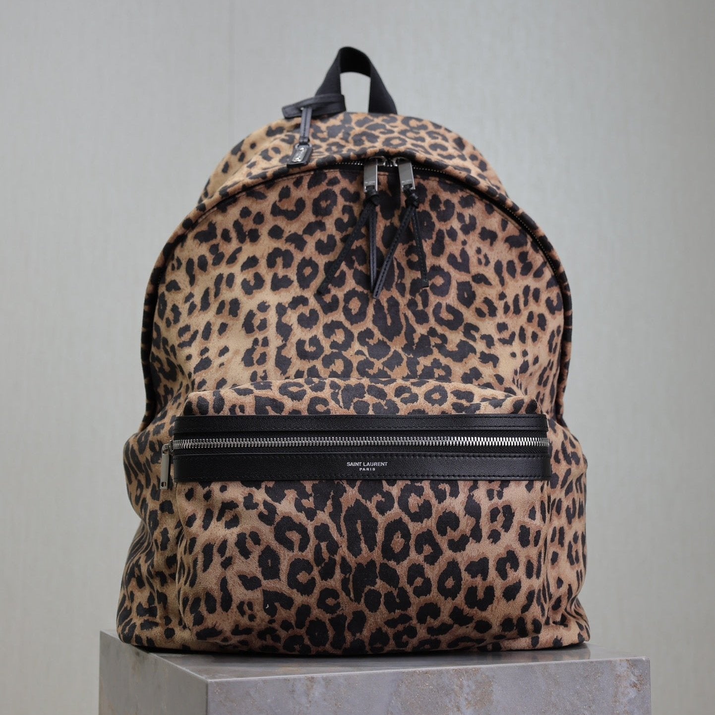 Luxury Saint Laurent CITY BACKPACK 38 IN LEOPARD PRINT VELVET