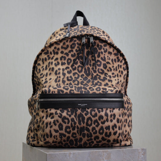 Luxury Saint Laurent CITY BACKPACK 38 IN LEOPARD PRINT VELVET