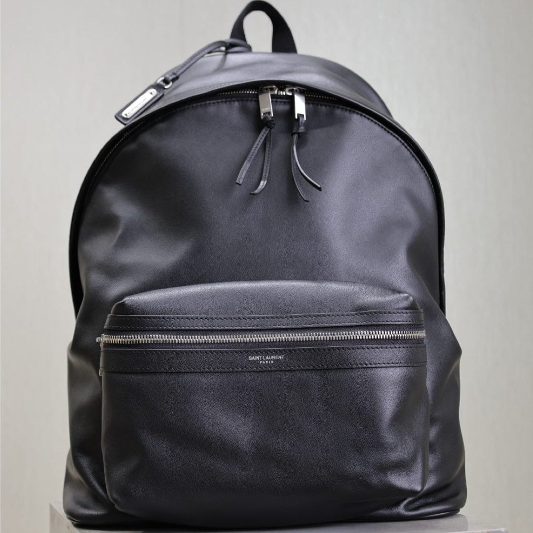 Luxury Saint Laurent CITY BACKPACK 38 IN BLACK CALFSKIN