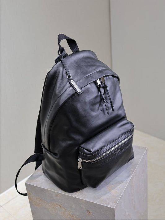 Luxury Saint Laurent CITY BACKPACK 35 IN BLACK CALFSKIN
