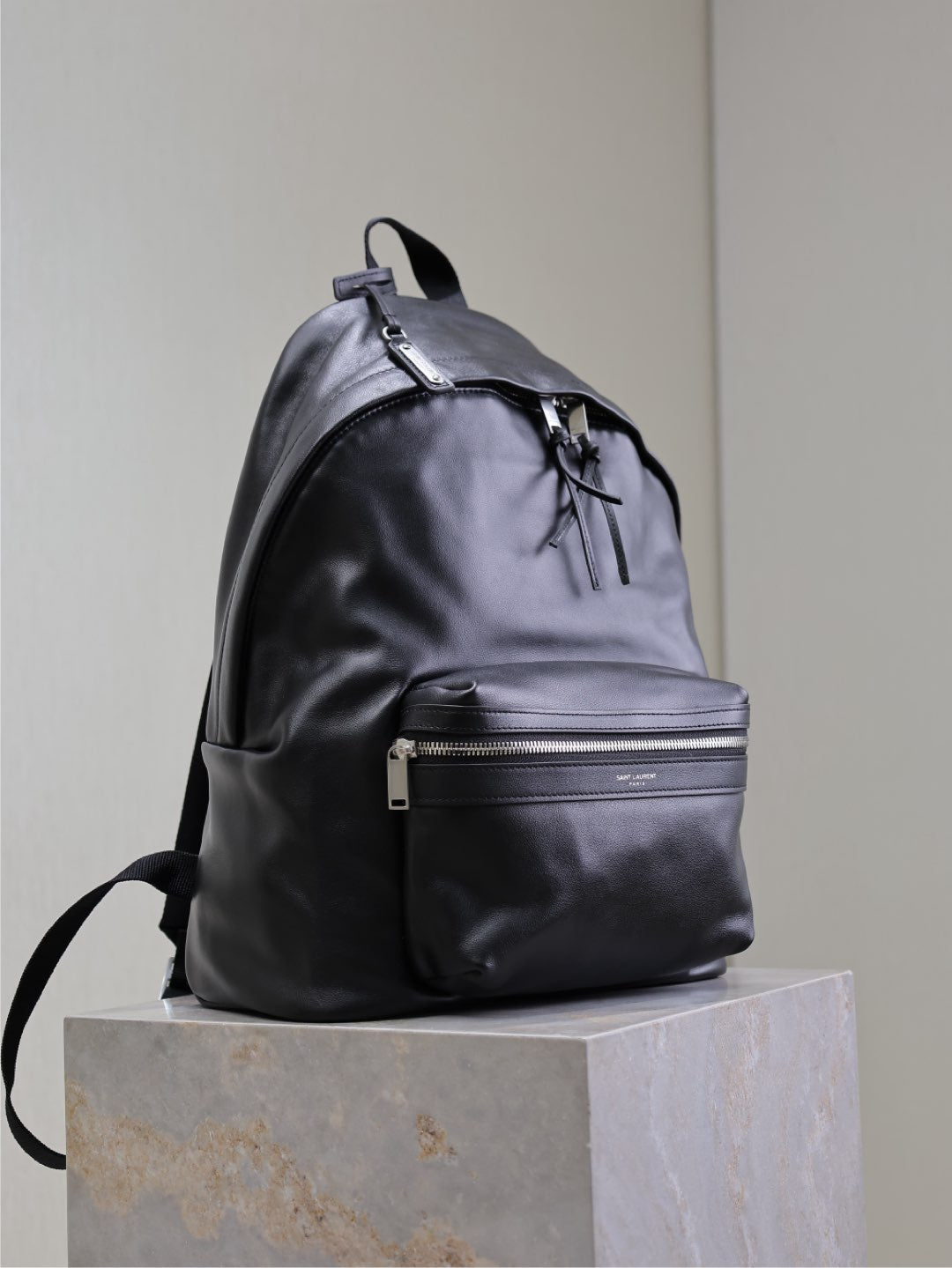 Luxury Saint Laurent CITY BACKPACK 35 IN BLACK CALFSKIN