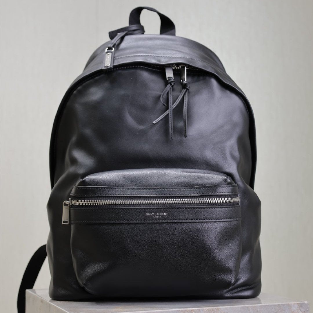 Luxury Saint Laurent CITY BACKPACK 35 IN BLACK CALFSKIN