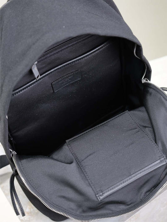 Luxury Saint Laurent CITY BACKPACK 35 IN BLACK CANVAS