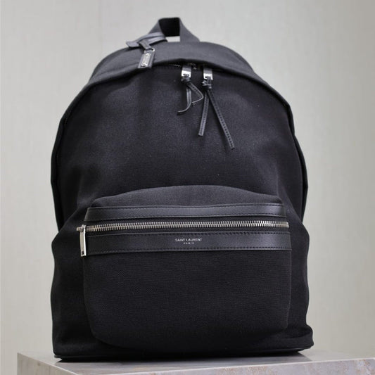 Luxury Saint Laurent CITY BACKPACK 35 IN BLACK CANVAS