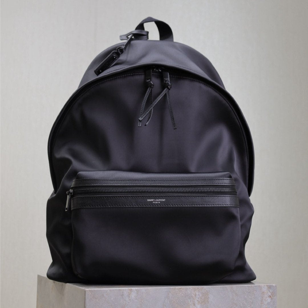 Luxury Saint Laurent CITY BACKPACK 38 IN BLACK SILK