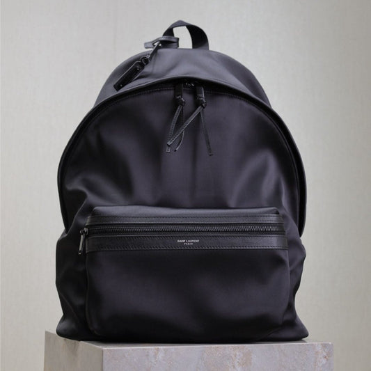 Luxury Saint Laurent CITY BACKPACK 38 IN BLACK SILK