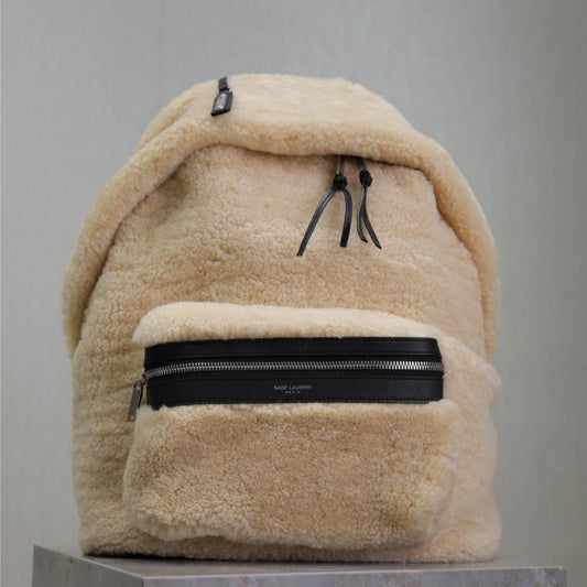 Luxury Saint Laurent CITY BACKPACK 35 IN BEIGE SHEARLING