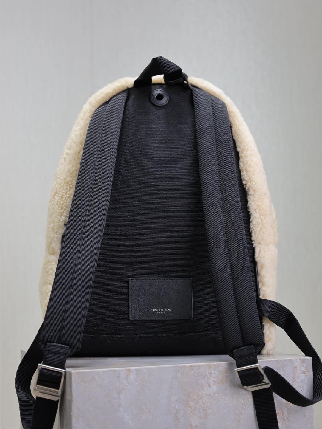 Luxury Saint Laurent CITY BACKPACK 35 IN BEIGE SHEARLING
