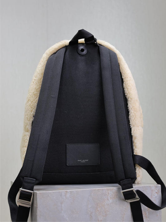 Luxury Saint Laurent CITY BACKPACK 35 IN BEIGE SHEARLING