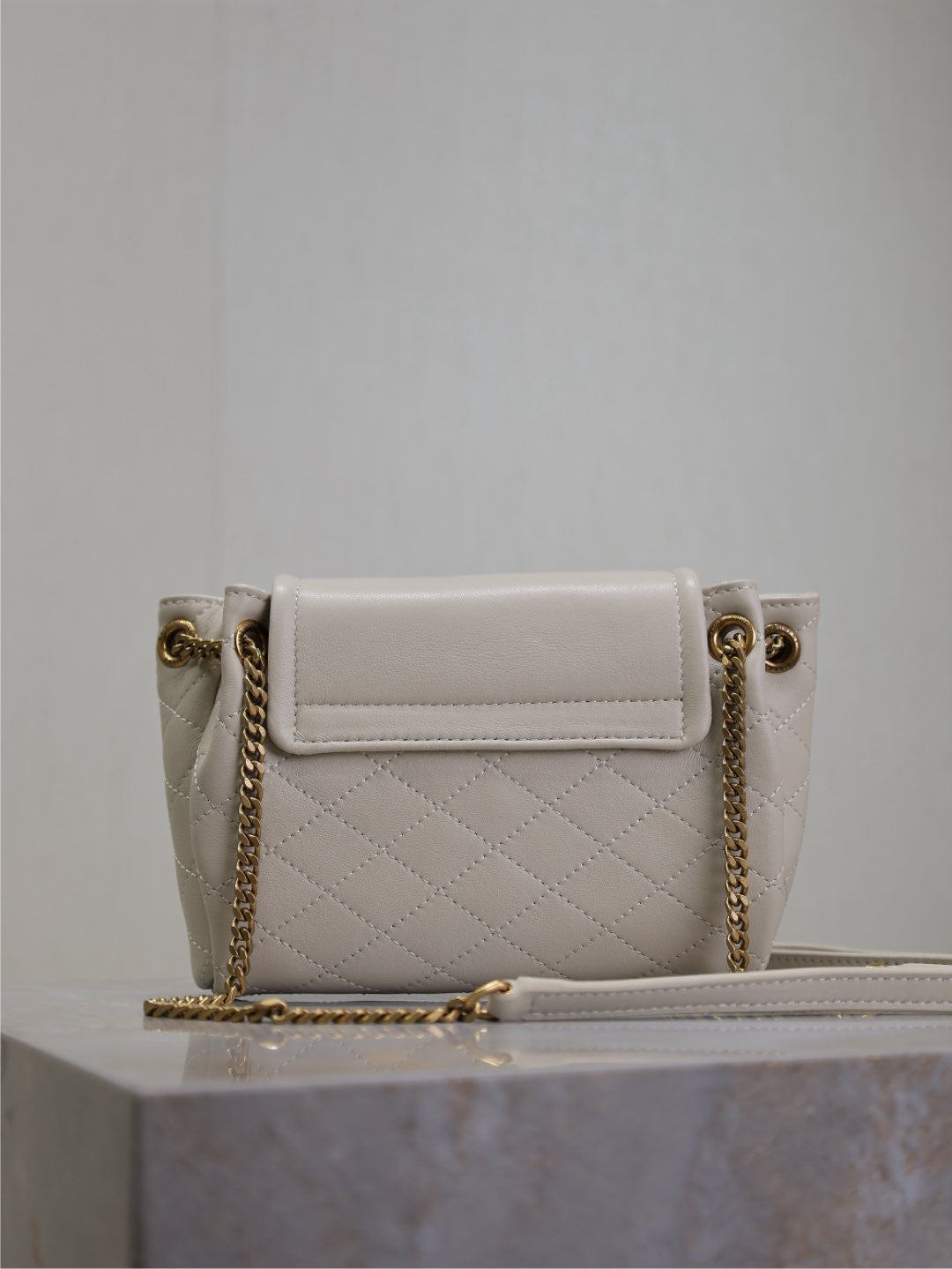 Luxury Saint Laurent MINI NOLITA BAG 18 IN WHITE LAMBSKIN COPPER HARDWARE