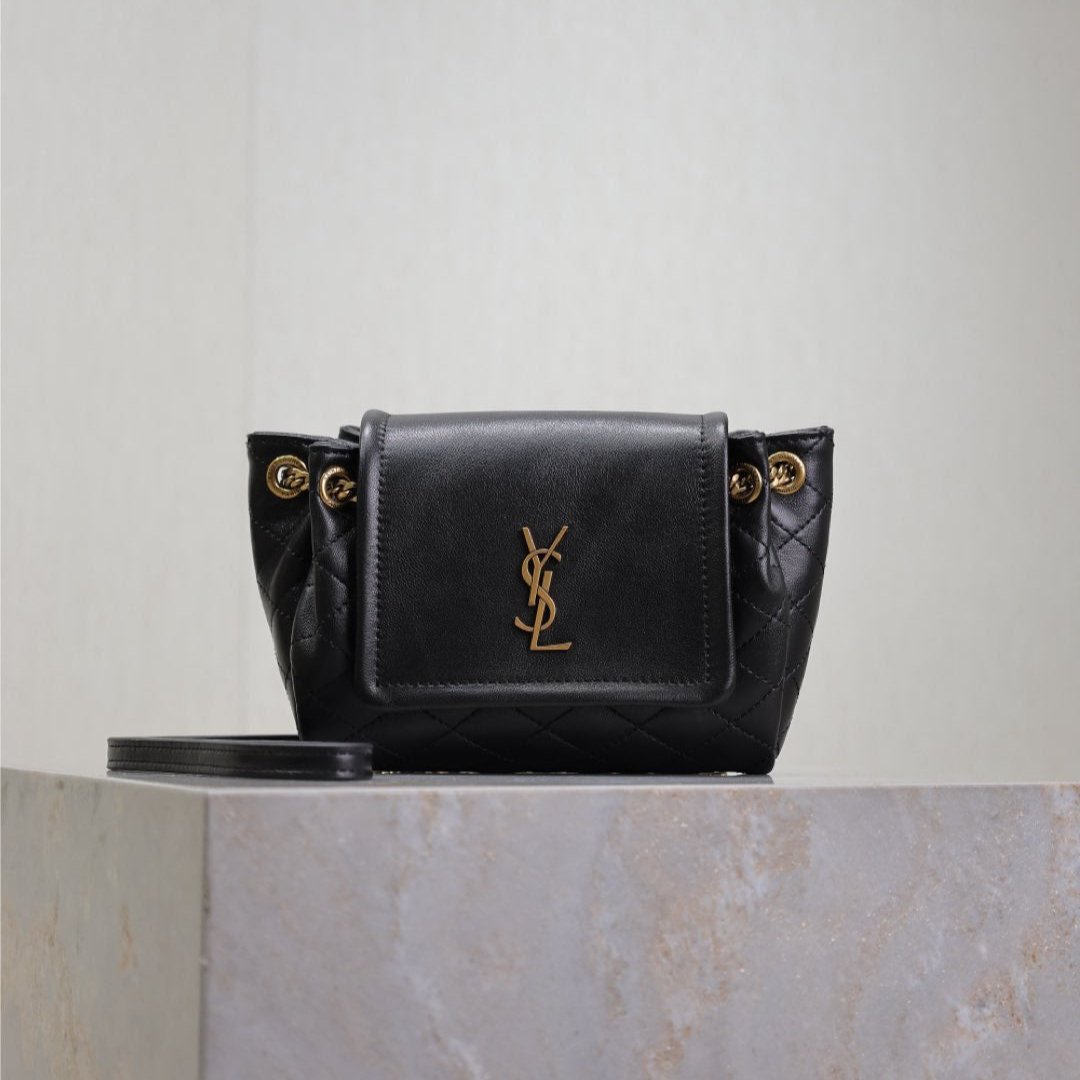 Luxury Saint Laurent MINI NOLITA BAG 18 IN BLACK LAMBSKIN COPPER HARDWARE