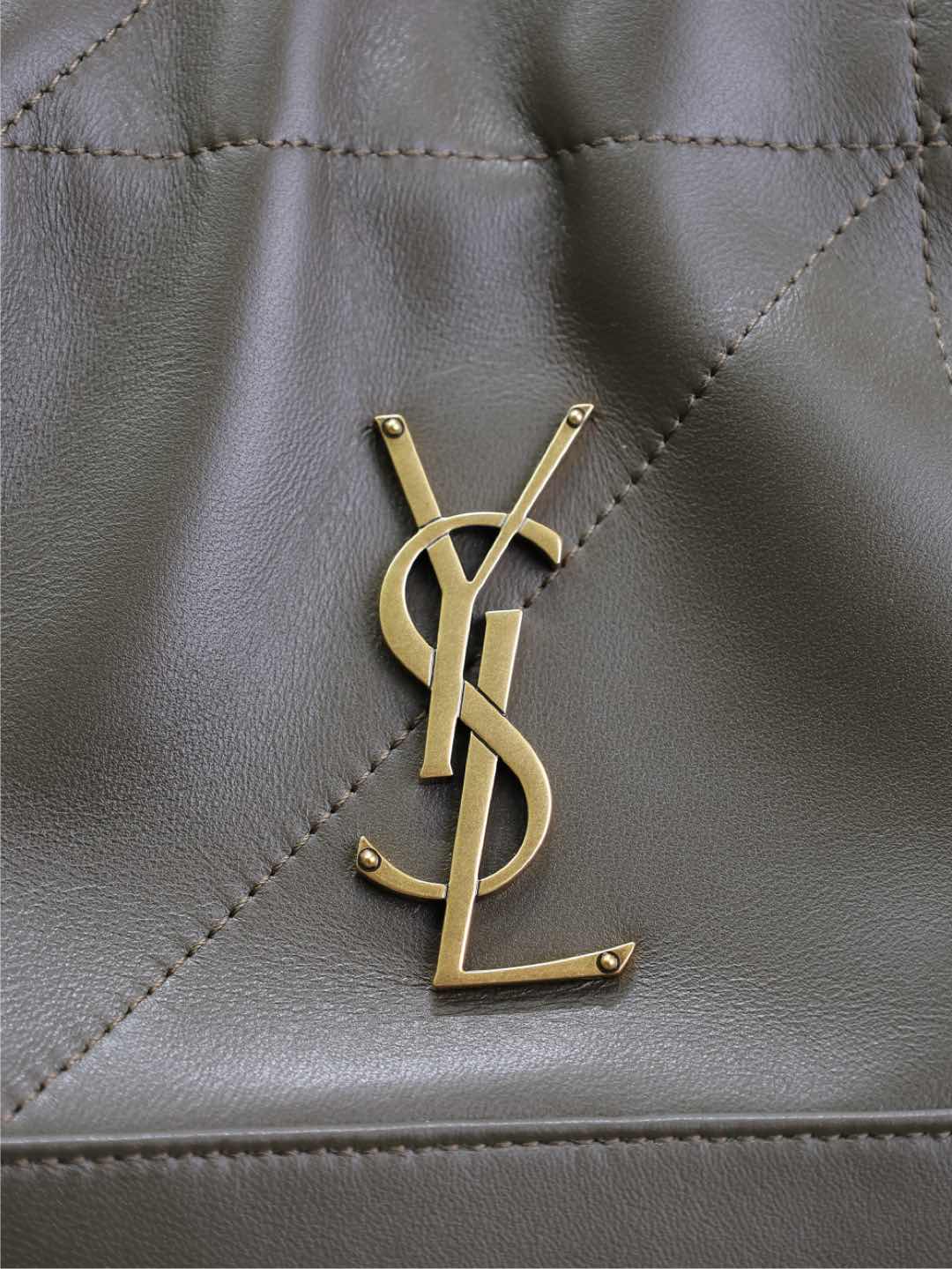 Luxury Saint Laurent JAMIE LARGE POCHON 34 IN UNIFORM GREEN LAMBSKIN COPPER HARDWARE