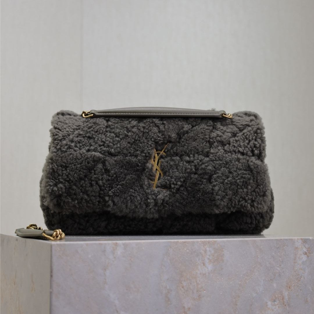Luxury Saint Laurent JAMIE BAG 25 IN DARK GRAY LAMB WOOL